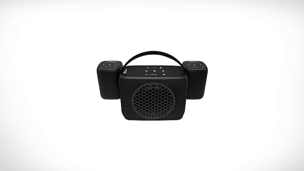 Rocksteady Stadium 2: Two Speakers and One Subwoofer 2.1 Bundle - Immersive, connectible, and up to 150 ft of Range. Up to 30 Hours of Battery Life.